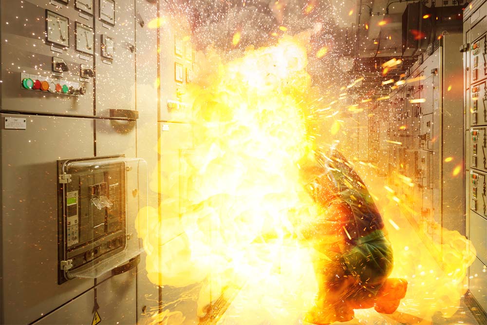 A person is working on an energised Low Voltage Switchboard and there is an Arc Flash explosion. Potentially this is a fatality